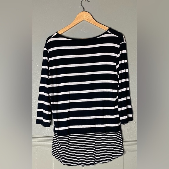 Ava & Grace long sleeve Womens Size Large Black and white stripe high low tunic - Picture 5 of 5
